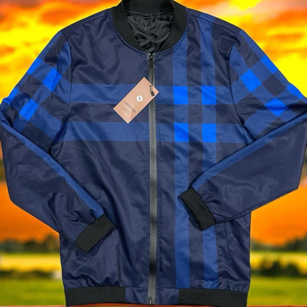 LOGEEYAR Men's Bomber Jacket Casual Small Slim Fit Printed Outerwear Coat NWT